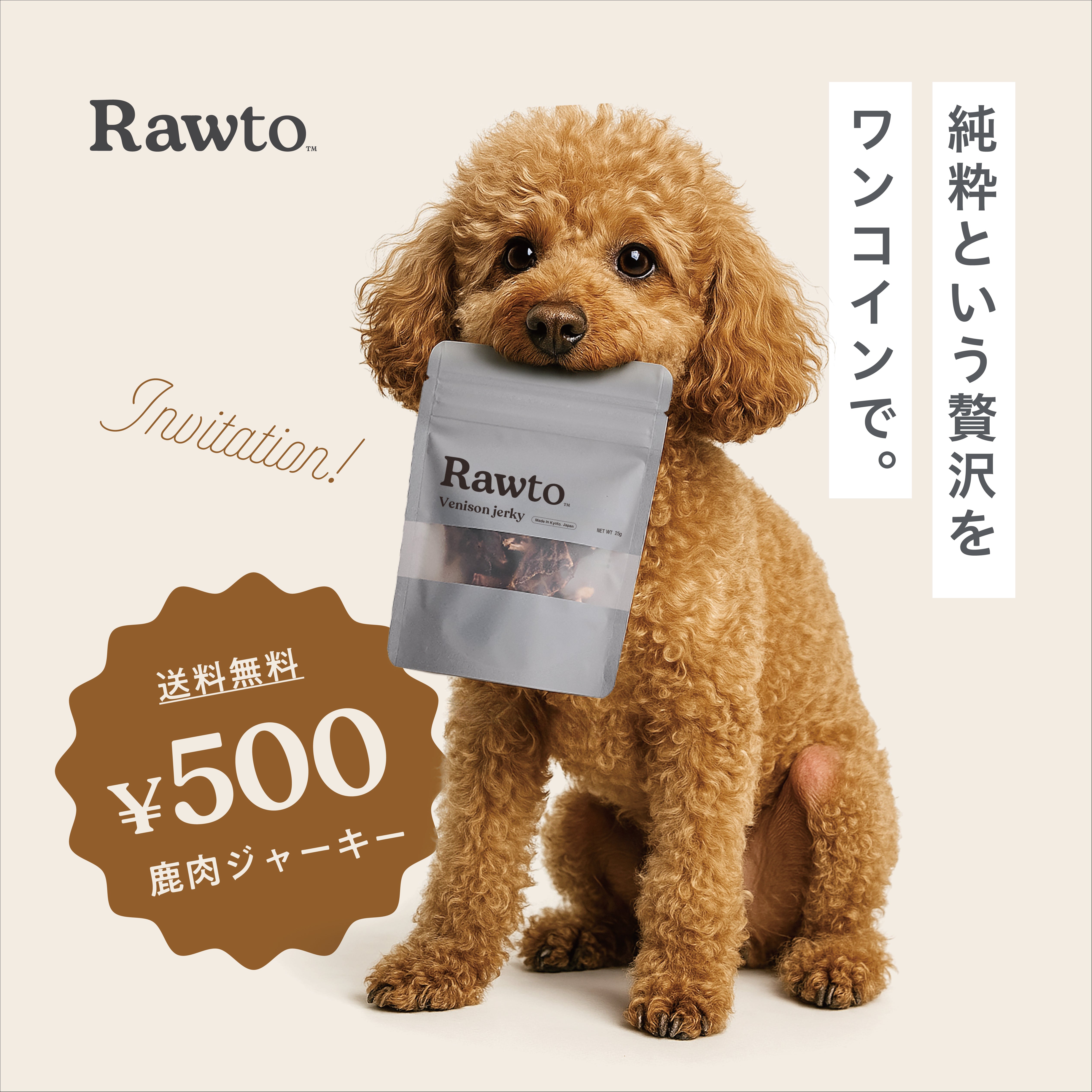 無添加・低脂肪ドッグフード】鹿肉ジャーキー 25g｜Rawto｜無